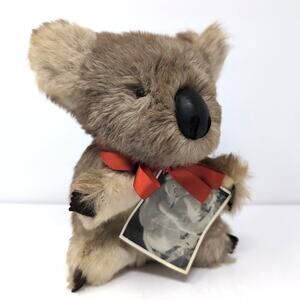 VTG 1970’s Koala Bear Booma Products Animal Toy Souvenir Australia Red Bow